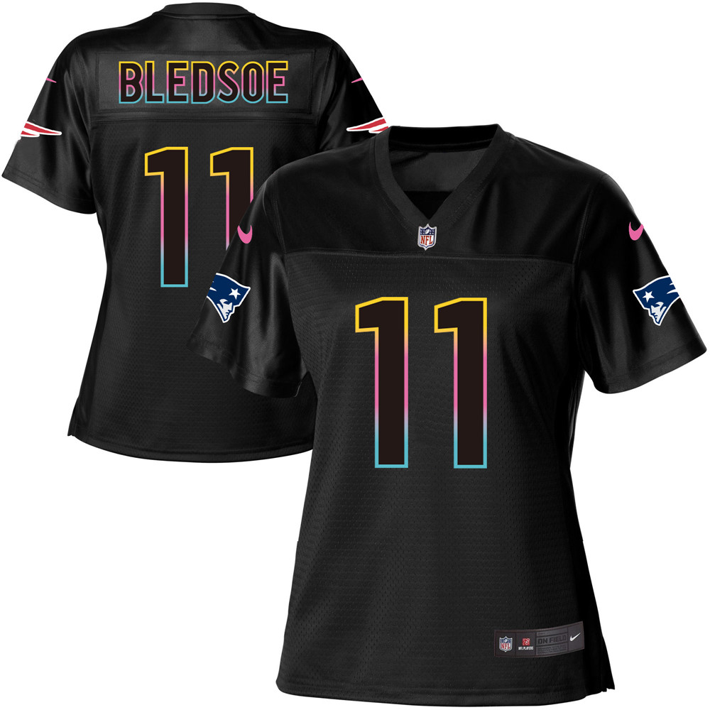 Women's Game Drew Bledsoe Nike Jersey Black - #11 Fashion NFL New England Patriots